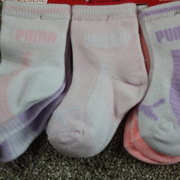 Puma Superlite Anklet Socks Baby Infant Girl 6-Pack Size 0-12 12-24 M Months NWT - Picture 2 of 3